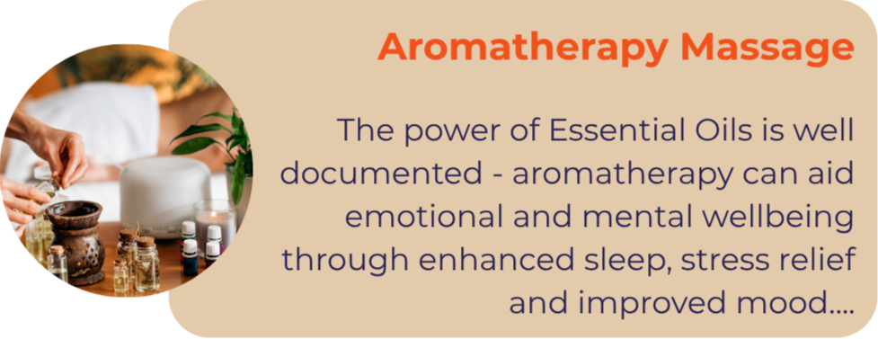 Photographic link to details of aromatherapy treatments provided by Ri Richards BSc, founder of Grangetown Reflexology - fully insured, DBS approved and highly trained to Level 6 Holistic Massage & Level 5 Clinical Reflexology and Aromatherapy.